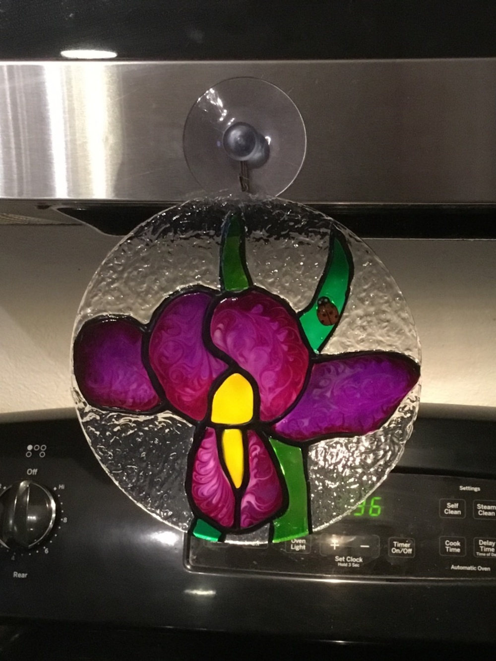 Hand painted Purple Iris Sun Catcher